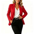 thumbnail image 5 of Women's Single Button Blazer Notched Lapel Long Sleeve Suit Jacket Solid Color formal office Business Casual Suit Coat for Ladies Red, 5 of 7