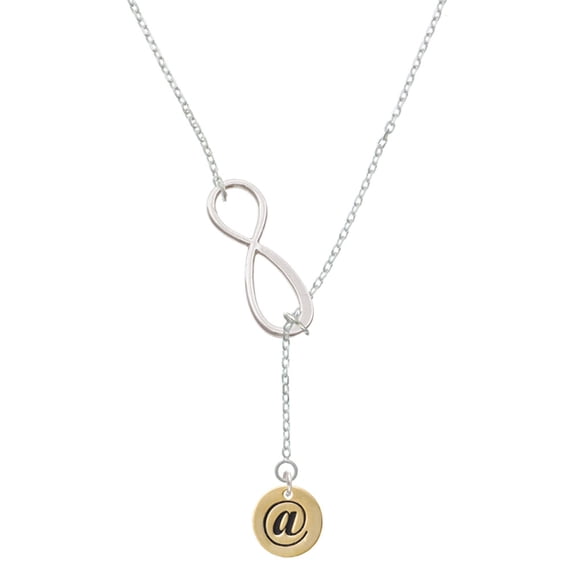 Delight Jewelry Goldtone Disc 1/2'' - Symbol - At Sign - @ - Silver tone Elegant Infinity Lariat Necklace