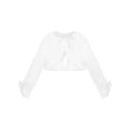 thumbnail image 5 of Zaldita Kids Stain Bolero Shrug Open Front Lace-up Crop Cardigan Flower Girl Dress Cover Up White 4, 5 of 7