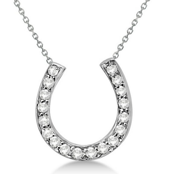 Ladies Diamond Horseshoe Pendant Necklace in 14K White Gold (0.25ct)