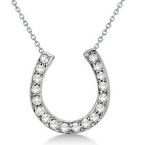Ladies Diamond Horseshoe Pendant Necklace in 14K White Gold (0.25ct)