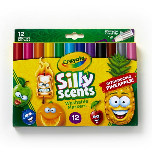 Crayola Silly Scents Washable Marker Set, 12Colors, Chisel Tip