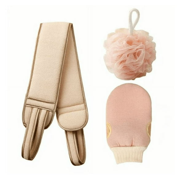 KEINXS 3 pack Loofah Sponge Pads, Loofah Back Scrubber, Exfoliating Back Scrubber for Shower for Men and Women, Deep Clean & Invigorate Your Skin,Exfoliating Scrubber Sponge Glove(Pink)