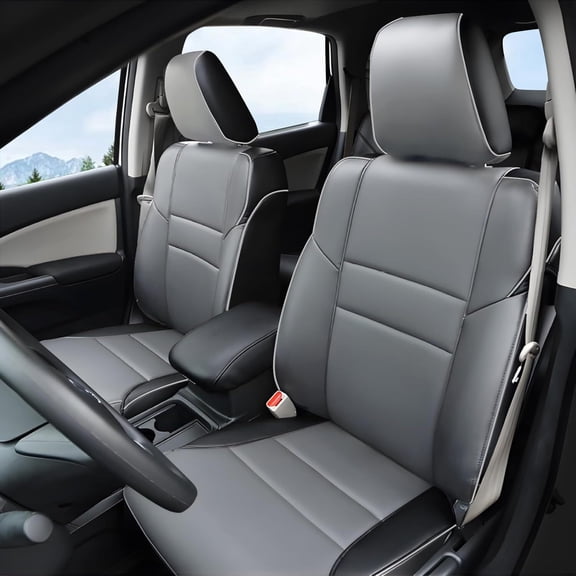 DIKSOAKR Custom Fit Seat Covers for Honda CRV 2015 2016 Full Set Faux Leather Car Seat Covers CR-V Car Seat Protector Black Gray (5 Seats)