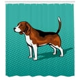 thumbnail image 3 of Beagle Shower Curtain, Halftone Background Dog Breed Shadow Silhouette Illustration, Fabric Bathroom Set with Hooks, 69W X 70L Inches, Dark Seafoam Cinnamon and Redwood, by Ambesonne, 3 of 3