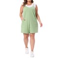 thumbnail image 2 of FAB CURVES Women's Plus Size Summer Casual Sleeveless Spaghetti Strap Romper 4X Green, 2 of 6