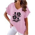 thumbnail image 2 of Linen Tops Trendy Summer Tops 2025 Woman Women Short Sleeve Tops for Work Womens T Shirts Casual Loose Fit Womens T Shirts Graphic Mom Oversized Tops Trendy my order, 2 of 6