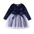 thumbnail image 2 of jsaierl Kids Toddler Baby Girls Velvet Tulle Dress Patchwork Mesh Dress Cute Infant Long Sleeve Princess Dresses Party Tutu Dress 6M-4T, 2 of 7