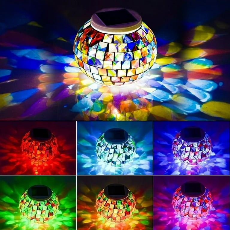QiShi Solar Powered Mosaic Glass Ball Garden Lights QiShi Solar Powered Mosaic Glass Ball Garden Lights