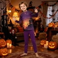 thumbnail image 6 of HTHLVMD Castle Print Pajamas, Family Matching Set, Halloween Themed Sleepwear, Halloween Purple Haunted Castle Night Scene Family Matching Pajamas Set, Long Sleeve Crew Neck Home Loungewear, 9 Years, 6 of 6