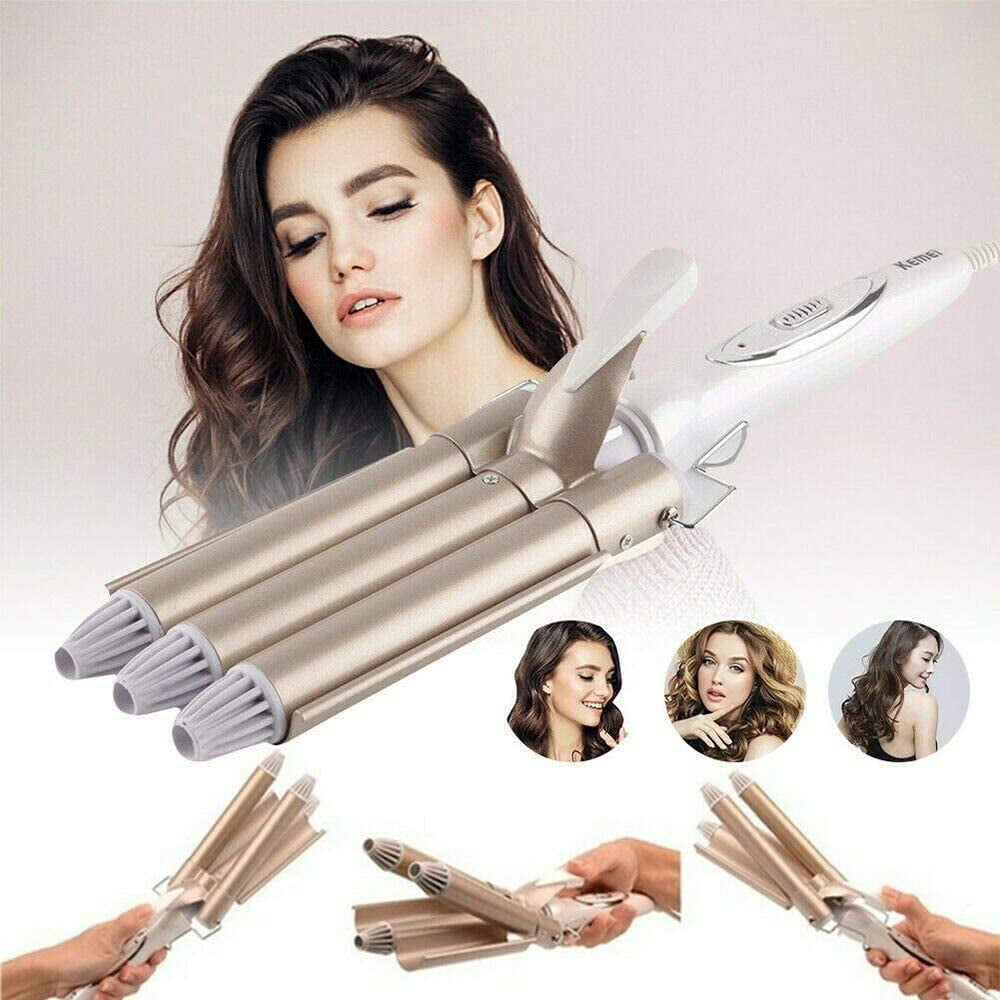 kitwin 3 Barrel Hair Curling Iron Wand Hair Curler Upgrade Ceramic Hair  Waver Hair Styling Tools Curling Iron Quick Heating Temperature Adjustable  for Long or Short Hair (25 mm) 