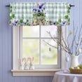 thumbnail image 4 of Valance for Windows,Spring Easter Bunnies Valances Curtain Rod Pocket Valance for Kitchen Bedroom Living Room Bathroom,Country Flowers Blue Plaid Short Curtains Window Treatment 42x12in, 4 of 9