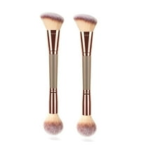 2Pack Dual-ended Makeup Brushes for Contouring, Blending, and Bronzing - Angled Foundation Brush and Concealer Brush - Luxe Hair for Flawless Application of Liquid, Cream, and Powder Makeup
