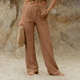 thumbnail image 3 of REALiKUN Women Elastic Waist Palazzo Pants Jogging Pant Summer Casual Wide Leg Slacks Clothes Trousers with Pockets, 3 of 4