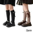thumbnail image 2 of Esaierr 2 Pack Kids Girls Long Socks Knee High Socks for Toddler Bow Dress Stockings Dress for 3-12Y, 2 of 5