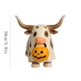 thumbnail image 3 of Longhorn Cow Halloween Decor, Ghost Cow Figurine with Pumpkin, Resin Western Farmhouse Tabletop Decoration for Shelf Mantel Fall Home Decor, 3 of 7