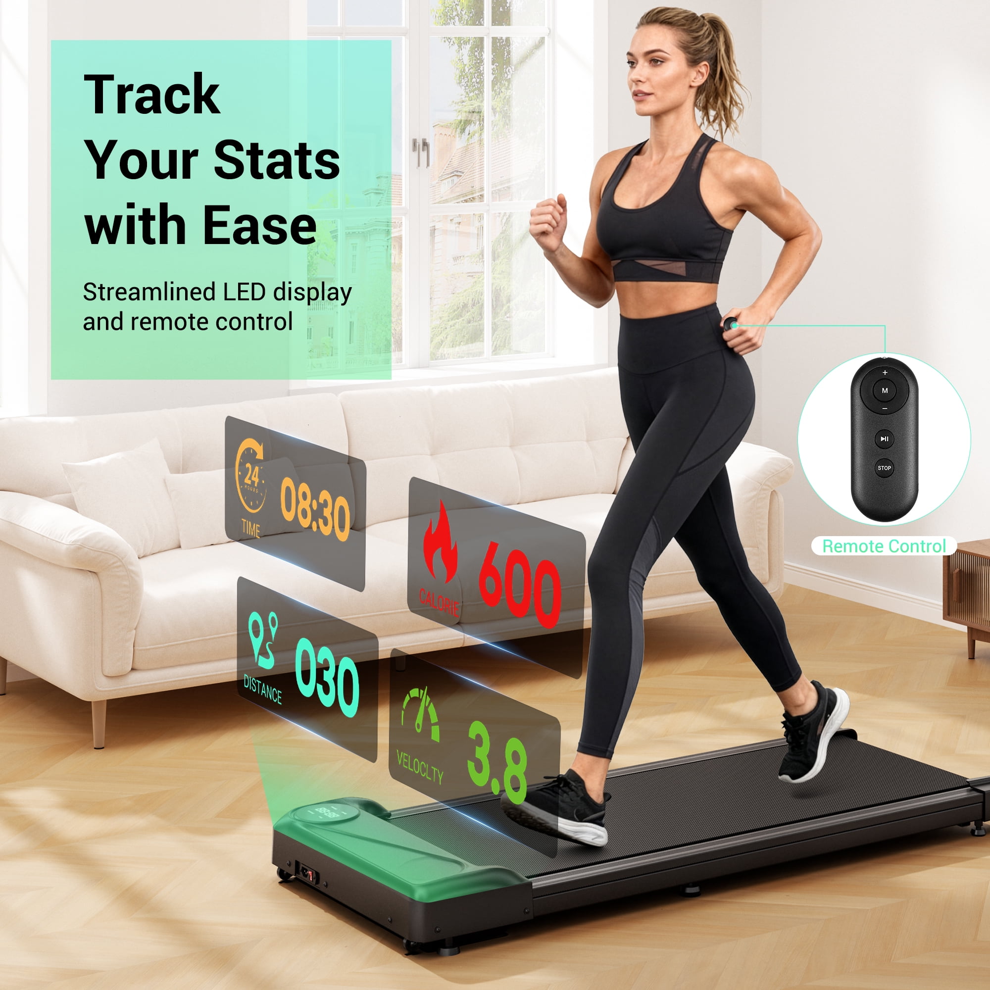 COFUNOK  3.0HP Walking Pad,Under Desk Treadmill,Portable Small Treadmill LED Display & Remote Control for Home/Office,Walking Jogging Machine,Weight Capacity 265 LBS