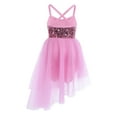 thumbnail image 2 of YUUMIN Big Girls Sequins Lyrical Dance Dress Crisscross Back Ballet Leotard Tulle Skirts Pink 3-4, 2 of 5
