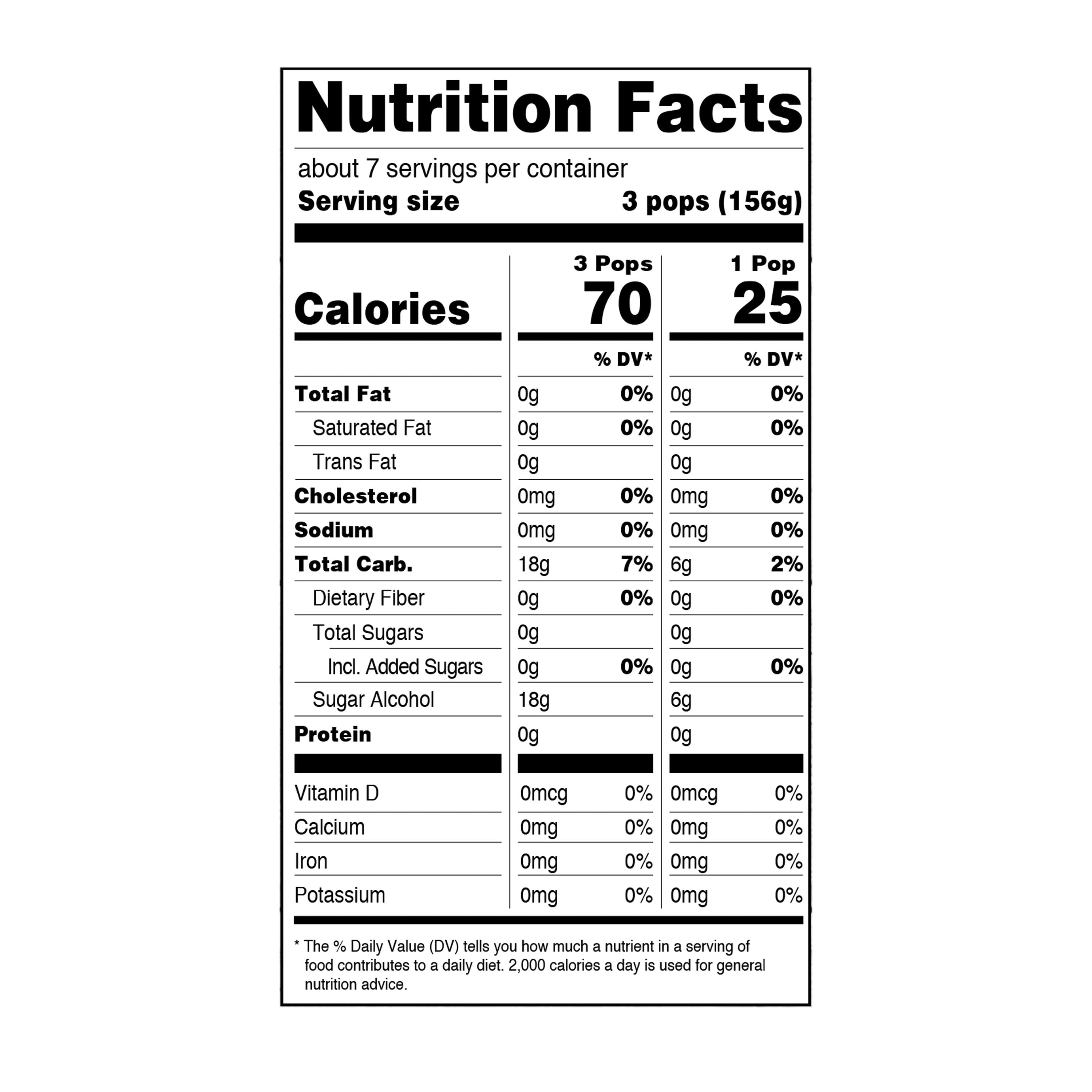 Great Value Sugar Free Variety Flavor Junior Ice Pops, 1.65 fl oz, 20 Pack (Frozen)