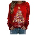 thumbnail image 1 of Chandail en Molleton Mode Imprimé Graphique Pull de Noël pour Femmes Col Rond Cardigan d'Hiver Manches Longues Fermeture Blouse Chandail à Capuchon Veste Mi-Longue Douce, 1 of 4