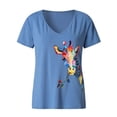 thumbnail image 3 of Babysbule Women's Plus Size Tops Womens Graphic Printed Short Sleeve V-Neck Tops Casual Tee T-Shirt Blouse, 3 of 8
