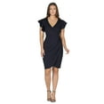 thumbnail image 3 of 24seven Comfort Apparel Womens V Neck Ruffle Sleeve Knee Length Dress-R0066303-MAGE-M, 3 of 8