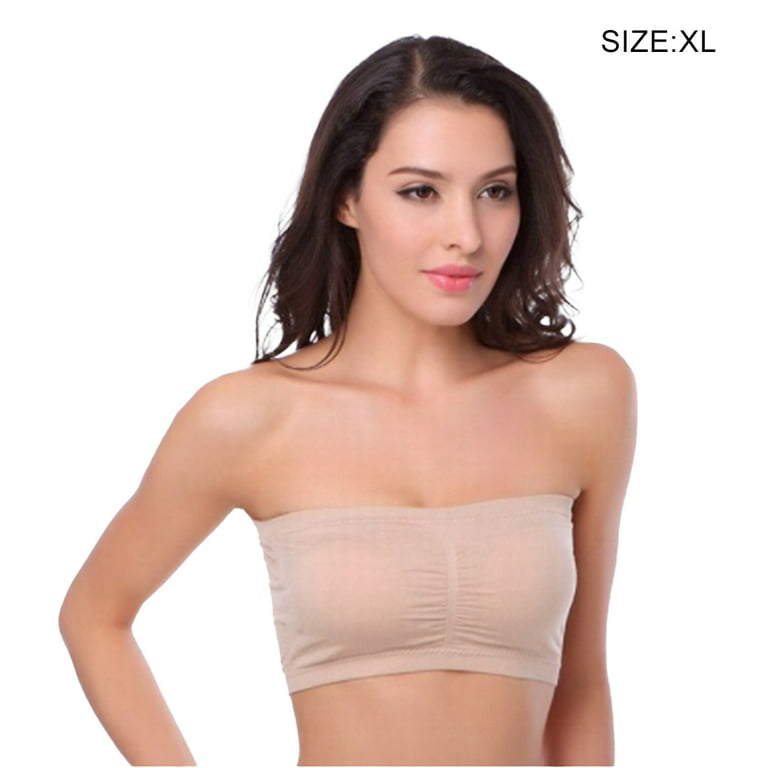 Jygee Wireless Bra Strapless Bras Pull-On Closure Underwear Good Elasticity  Easy Matching for Dresses Off Shoulder Clothes Party flesh color 