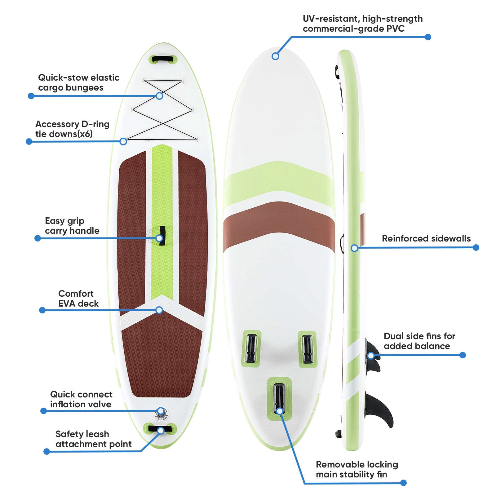Gianna Inflatable Stand Up Paddle Board with Premium SUP Paddleboard Accessories,2-in-1 Paddle for Adults,Green