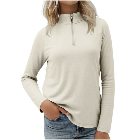 Sexlip Womens Half Zip Pullover Cropped Sweatshirts Sherpa Fleece Jacket Fuzzy Sweaters Plus Size Cute Winter Jackets White XXL