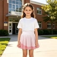 thumbnail image 2 of lnmuld Wide Waistband Color Block Pleated School Casual Skirt Layered A Line Flared Skirt Pink,3-4 Years, 2 of 9