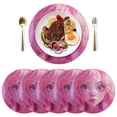 thumbnail image 4 of Round Grid Placemat ,One Sizex6, Round Placemat, PVC Plate Mat，15.4 Inch Non-Slip and Heat Resistant, Table Placemat, Dining Room Placemat Pink Girl, 4 of 7