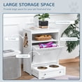 thumbnail image 5 of E-Western Pet Feeder Station & Storage Cabinet with Raised Dog Bowls, Hanger, White, Compact Pet Food & Water Organizer, MDF, 36.75" L x 20" W x 8.25" H, 5 of 8