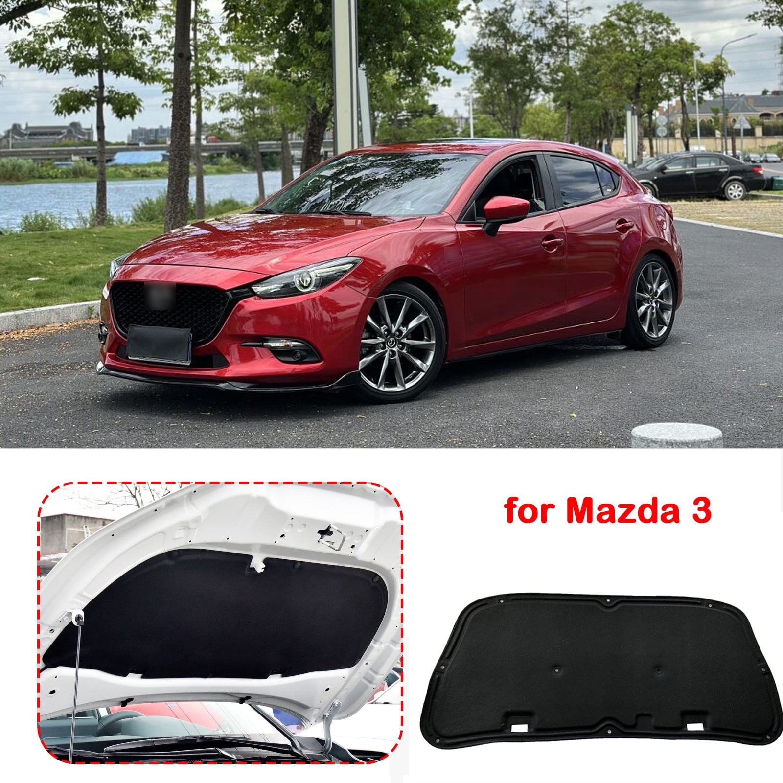 For Mazda 3 Car Hood Cover Sound Insulation Cotton, Front Trunk Lid Heat Insulation Mat Car Interior Accessories-A