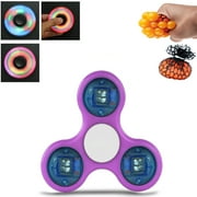 Light Up LED Fidget Spinner High Speed Bearing Plus Squishy Mesh Ball Purple Blue