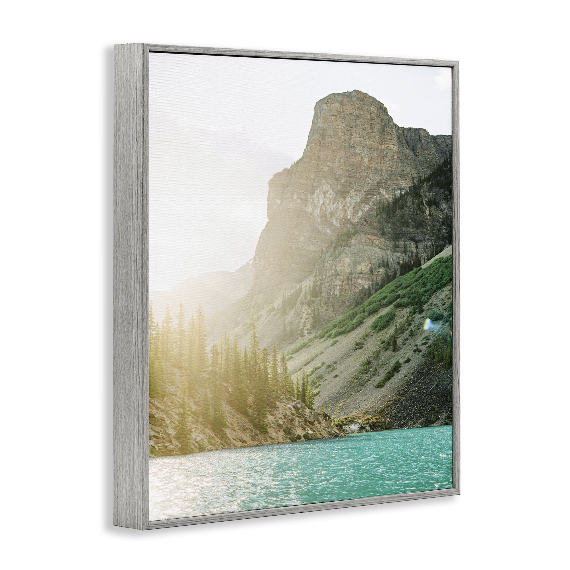 Stupell Industries Sunlit Hills Peak Landscape Photography Gray Framed Art Print Wall Art, 24 x 30