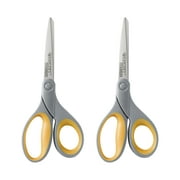 Westcott Titanium Bonded Scissors, 8", Straight, Grey, Yellow, for Office and School, 2-Pack