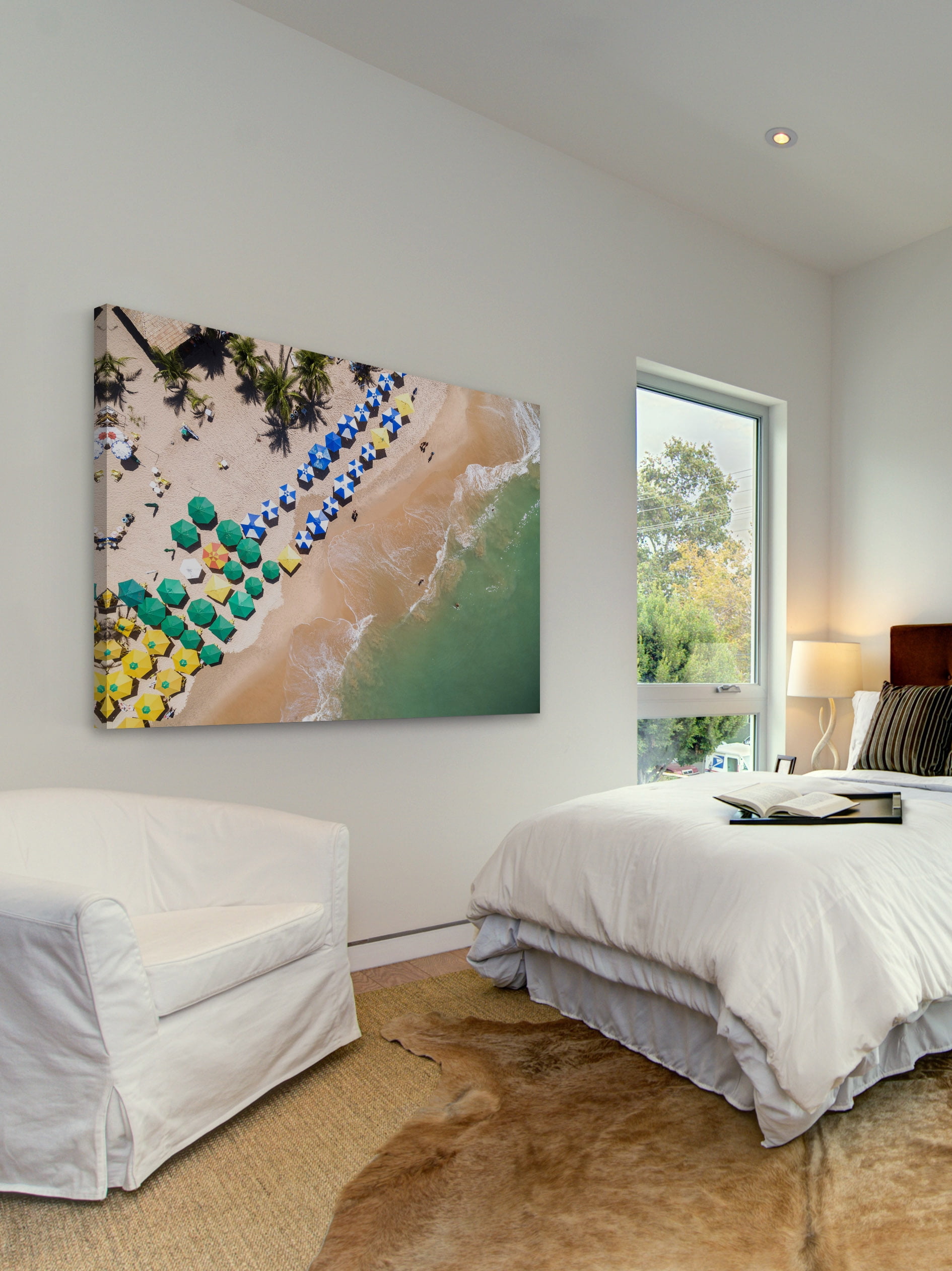 "Beach Umbrellas" Painting Print on Wrapped Canvas