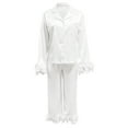 thumbnail image 4 of XIAONU Women Sleepwear Set Satin Button Down Pajama Top and Pants Wear Comfort Leisure Daily Homewear Set, 4 of 5