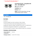 thumbnail image 2 of Front Brake Pad Set - Compatible with 2012 - 2013 BMW 528i, 2 of 2