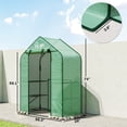 thumbnail image 3 of Outsunny Portable Walk-In Greenhouse with 6 Shelves, UV-Resistant PE Cover & Steel Frame, 56.3"W x 74"H Outdoor Garden Greenhouse for Seedlings and Flowers, Green, 3 of 8