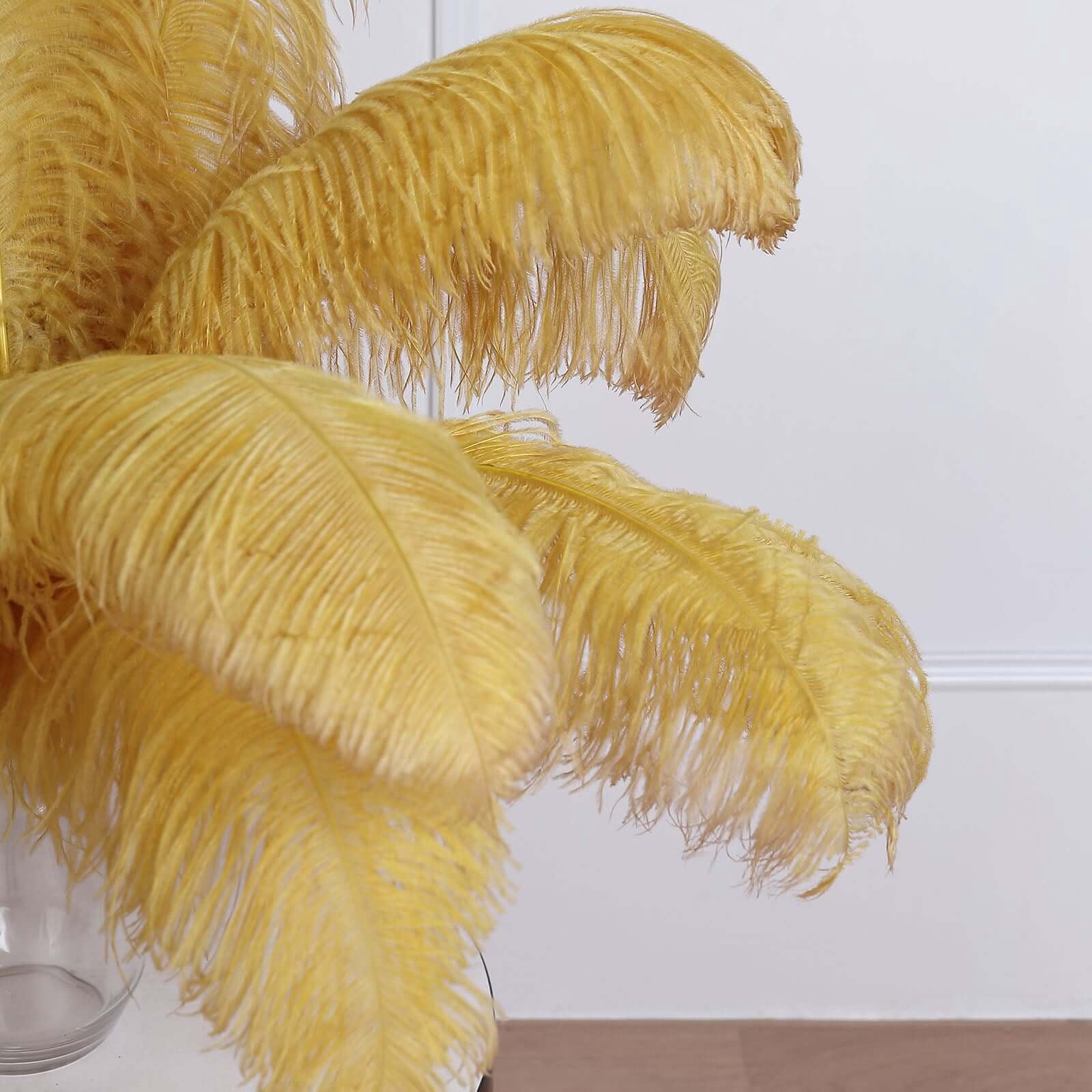 Efavormart 12 RARE 24"-26" Ostrich Plume Feathers For Wedding Birthday Party Dance Banquet Event Decoration - Gold