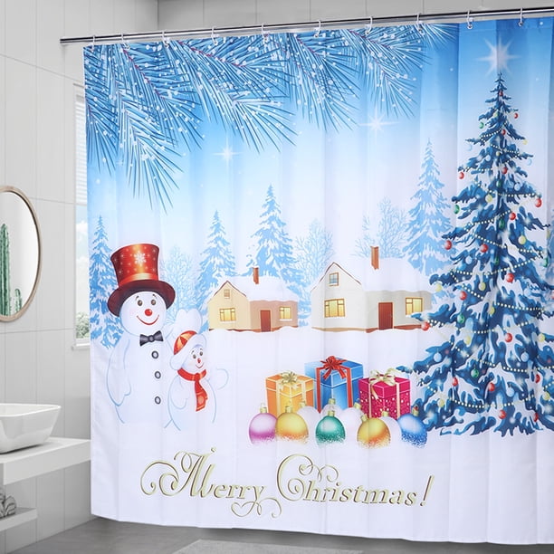 Cortina de ducha Jadeshay 200x180 cm Patrón temático navideño Poliéster