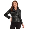 thumbnail image 2 of Chaqueta de Moto para Mujer Allegra K Cuero PU Negro S, 2 of 6