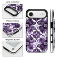thumbnail image 5 of Wallet Case For Apple iPhone Air / 17 Pro / 17 Pro Max Series with Card Holder, PU Leather Kickstand Card Slots Screen Protector Included For iPhone 17 Series, Purple Flower, 5 of 8