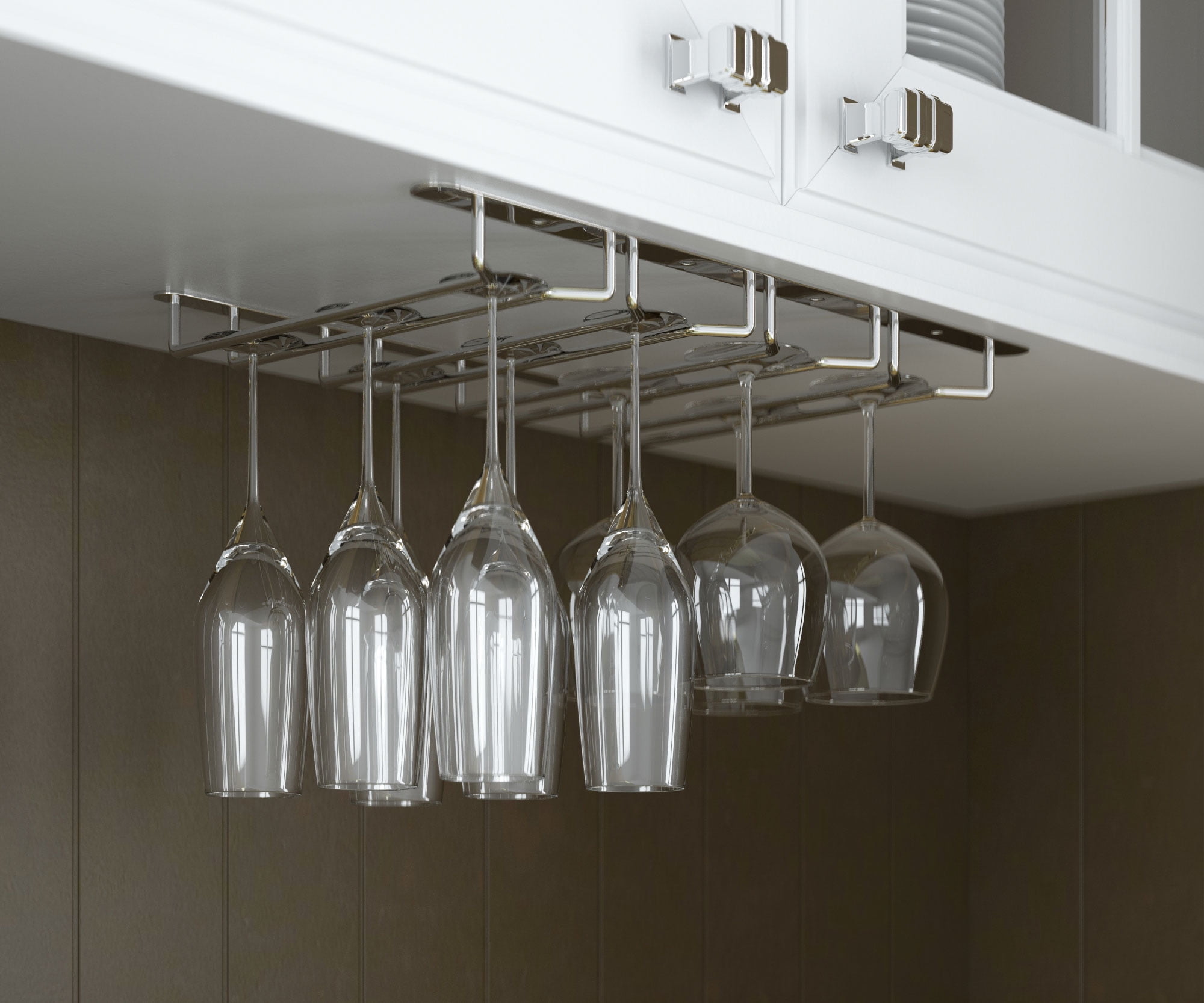 6/8 Wine Glass Rack Stemware Hanging Under Cabinet Holder Bar Kitchen Screws GG 