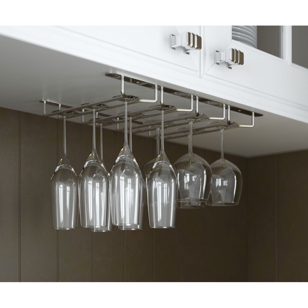 Wallniture Stemware Glass Rack Wine Glasses Under Chrome Finish