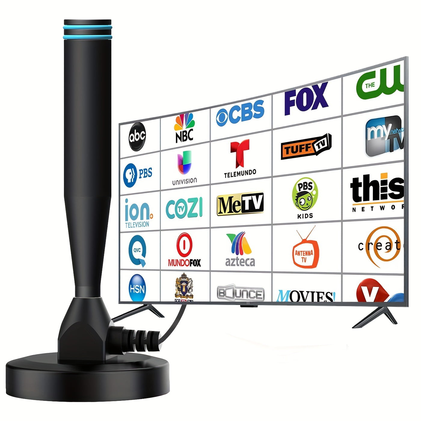 Antenne TV Numérique Clé USB - Reçoit 100+ Chaînes HD Gratuites (480p-1080p), Plug & Play