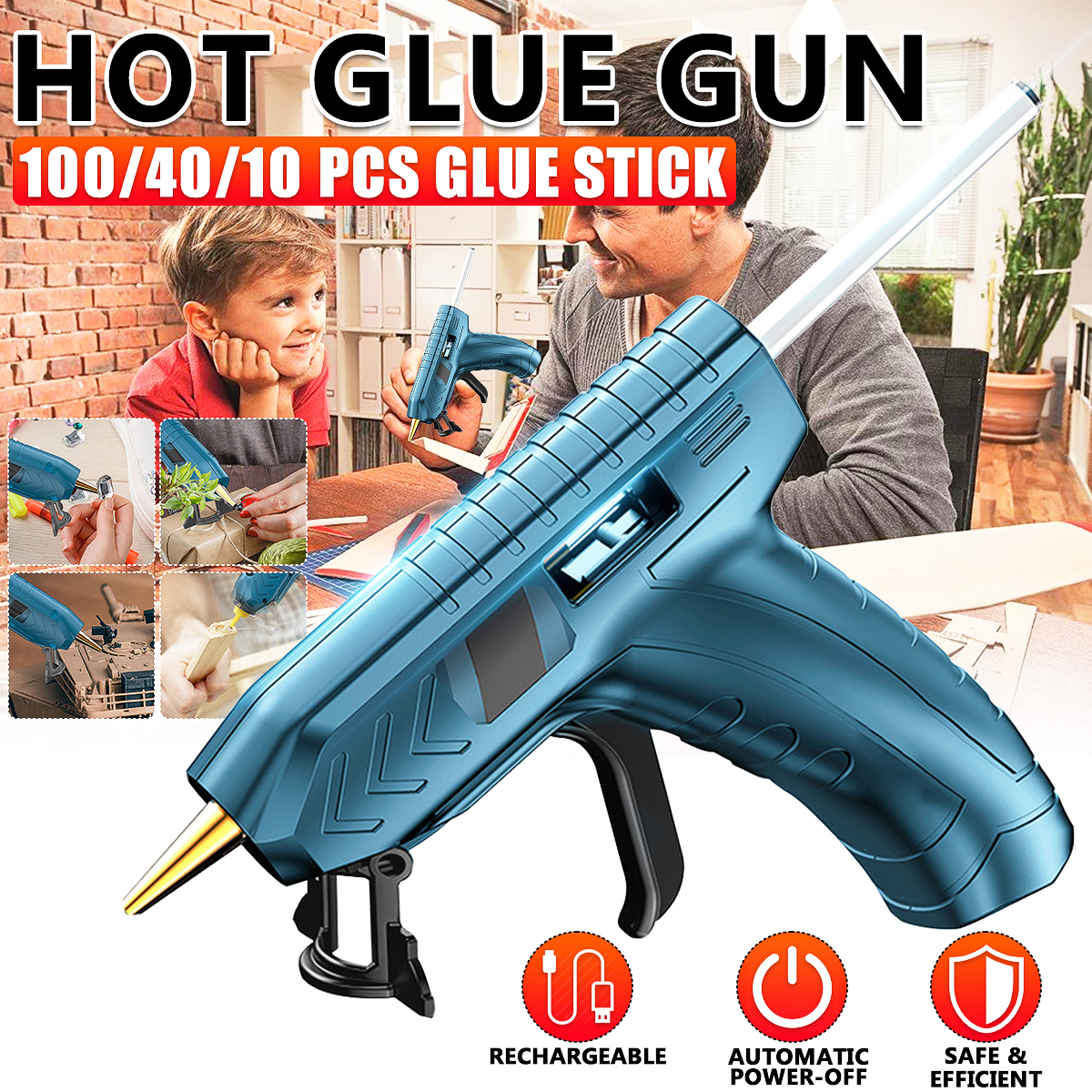 Bestgoods Hot Glue Gun, 40W High Temp Melt Glue Gun Kit Tools with 10