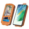 thumbnail image 3 of SaniMore for Samsung Galaxy S21 FE Magnetic Closure Top & Bottom Flip Wallet Case, Premium PU Leather Cover with Car Mount Card Slot & Adjustable Kickstand Full Body Protective Shell, Brown, 3 of 9
