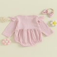 thumbnail image 3 of Infant Baby Girl Boy Rompers Newborn Long Sleeve Jumpsuits Bodysuits with Headband Set, 3 of 7